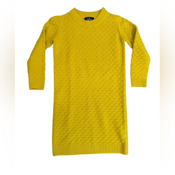 Lulus Always With Me Mustard Yellow Bubble Knit Mini Sweater Dress Size Medium - Picture 5 of 10